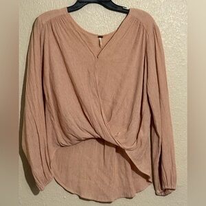 Free People Blush Pink Faux Wrap Blouse